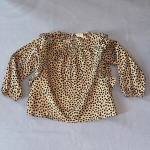 Crewcuts Beige Leopard Print Ruffle Sleeve Top